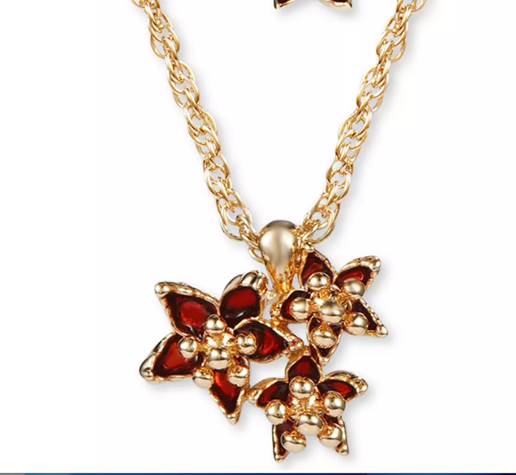 Charter Club Gold-Tone Poinsettia Pendant Necklace