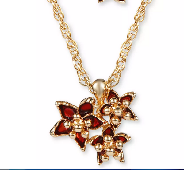 Charter Club Gold-Tone Poinsettia Pendant Necklace