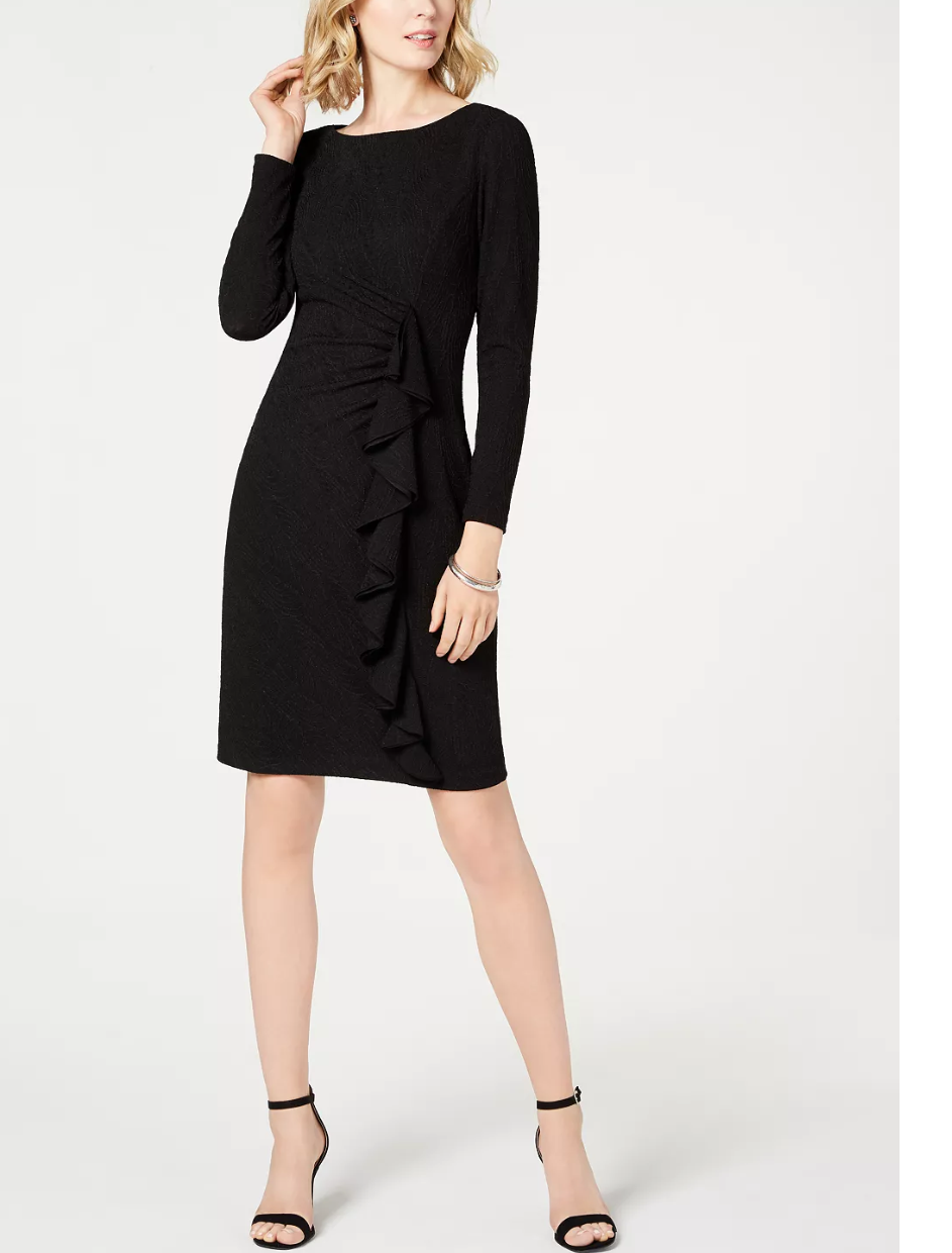 Jessica Howard Womens Ruffled Cocktail Sheath Dress