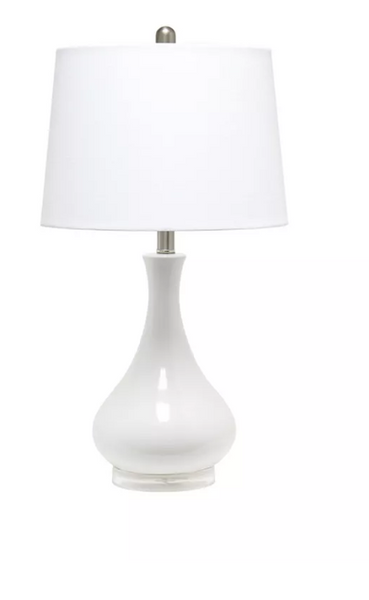 Hampton Bay White and Acrylic Tear Drop Accent Lamp Base