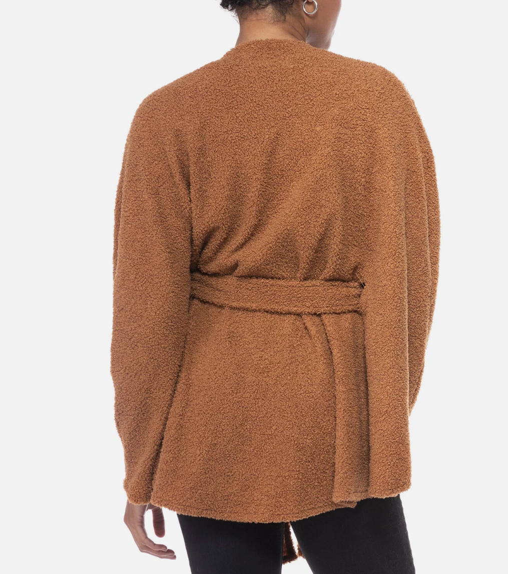 Inc International Concepts Sherpa Faux Fur Belted Kimono, One Size