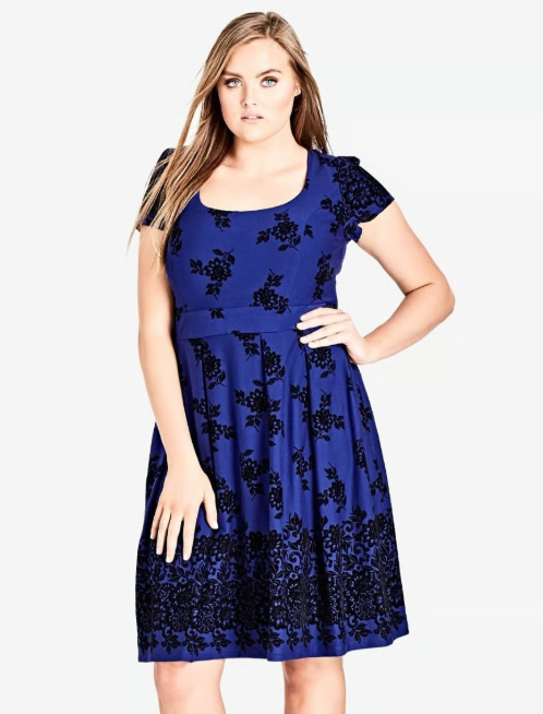 City Chic Womens Plus Pleated Printed, Size 18