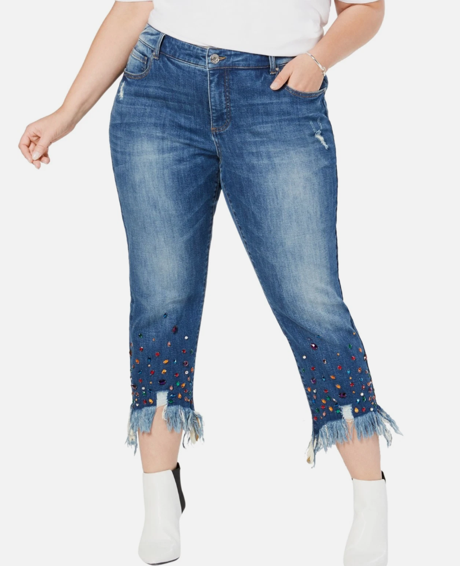 I-n-c Womens Rainbow Jewel Skinny Fit Jeans - 22W/ Distressed