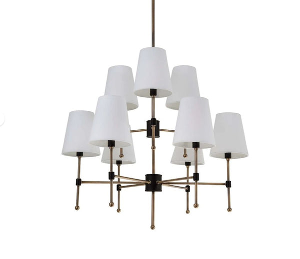 Park Harbor PHHL6088BKAB Beatty 8 Light 32" Wide Chandelier with Fabric Shades