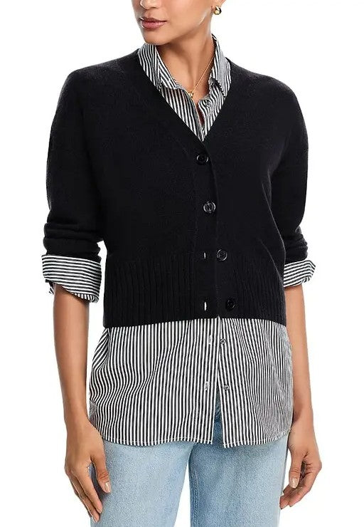 Aqua Cashmere V-Neck Cashmere Cardigan, Size XL