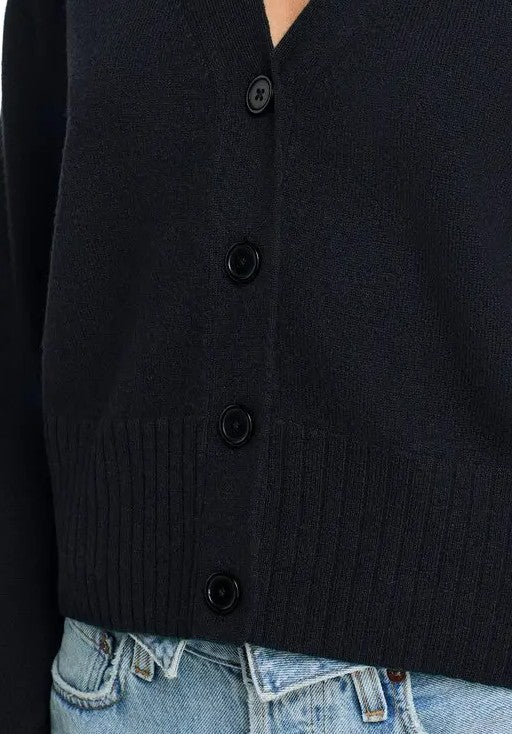 Aqua Cashmere V-Neck Cashmere Cardigan, Size XL