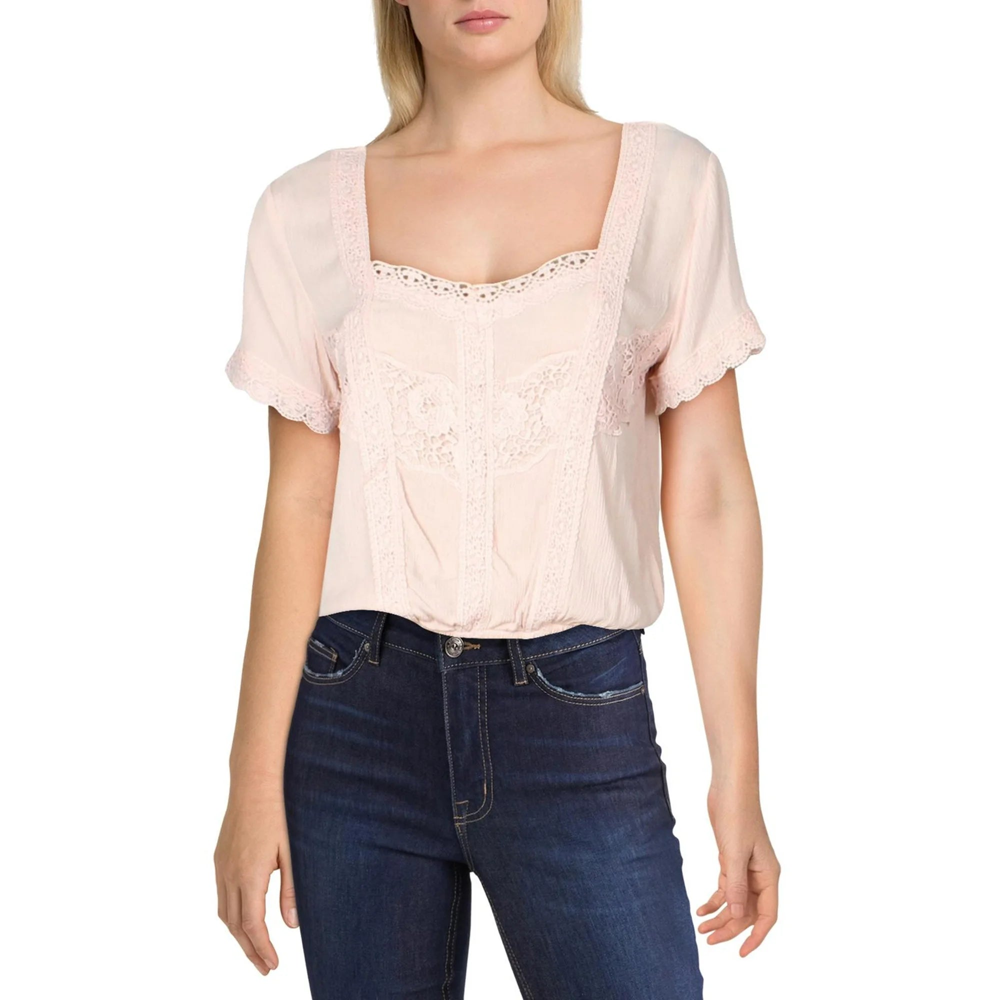 Belle Du Jour Juniors Lace-Trim Top, Size XS