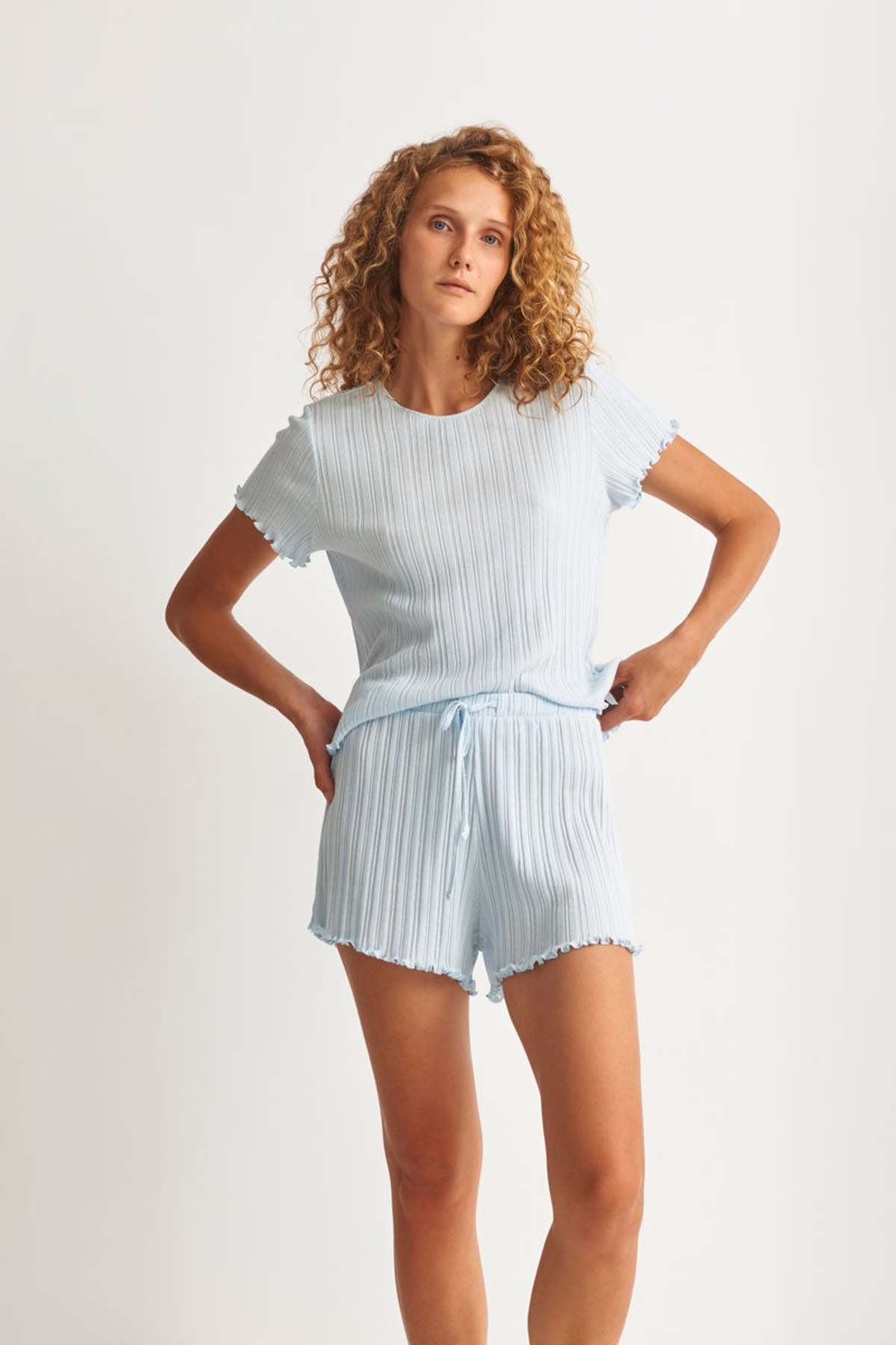 SKIN + Net Sustain Randi Ribbed Cotton T-shirt And Shorts Set