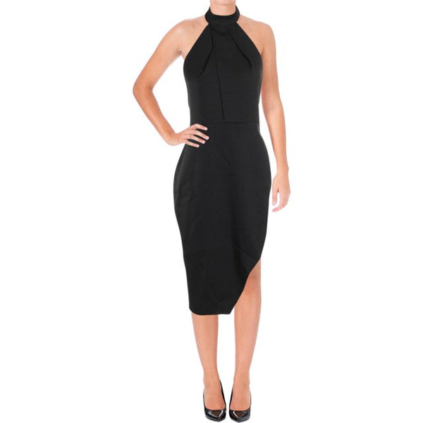 Stylestalker Womens Lana Asymmetric Halter Cocktail Dress,Size Small/Noir