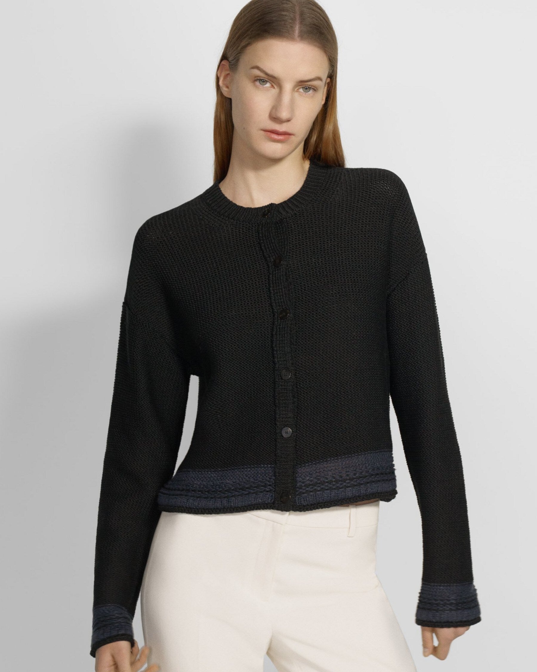 Theory Relaxed Cardigan in Cotton Chainette