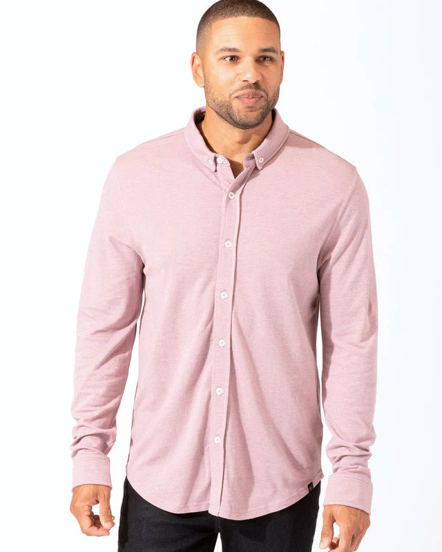 Threads 4 Thought Mens Mika Pique Button-Down Shirt in Heather Lilac, M