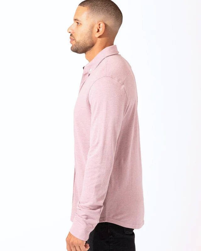 Threads 4 Thought Mens Mika Pique Button-Down Shirt in Heather Lilac, M