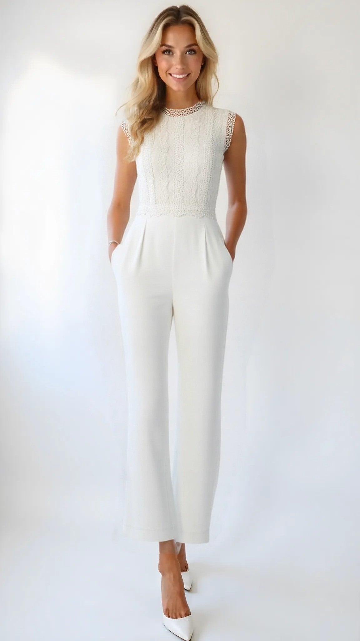 Tahari Asl Lace Wide-Leg Jumpsuit