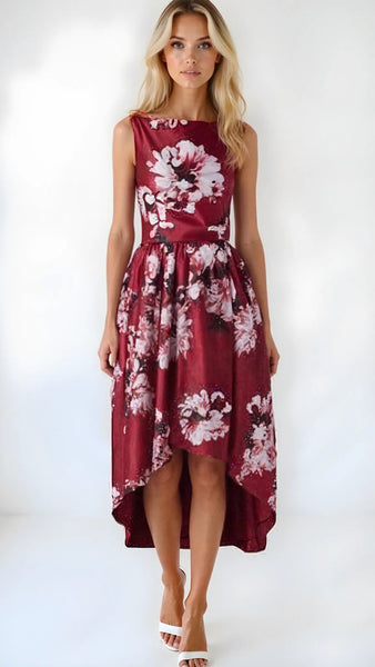 Tahari ASL Women's Mikado High/Low Gown Purple Dark Pink Size 8