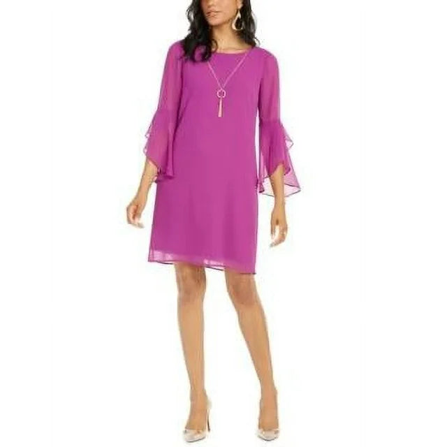 Thalia Sodi Flared-Sleeve Necklace Dress, Size Medium