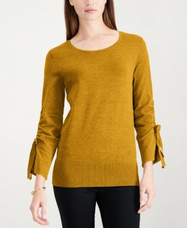 Alfani Womens Bow Sleeve Pullover Sweater