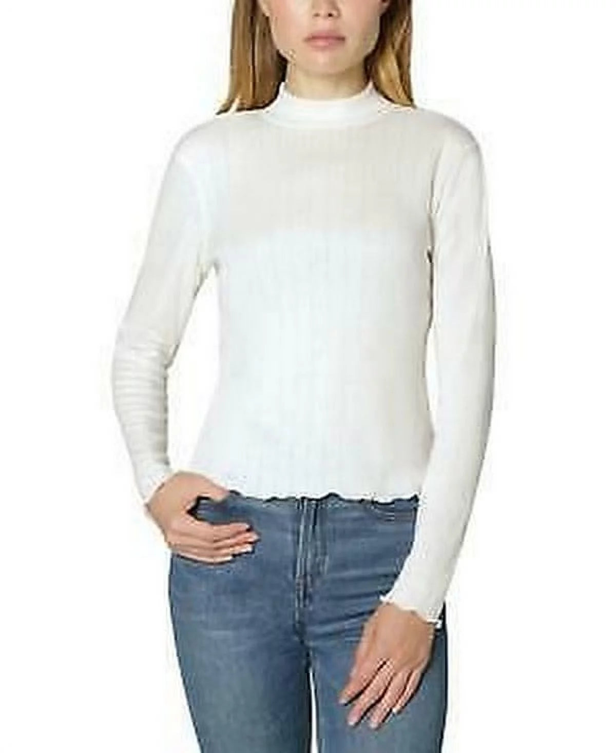 Ultra Flirt Juniors Pointelle-Knit Mock-Neck Top, Size XL