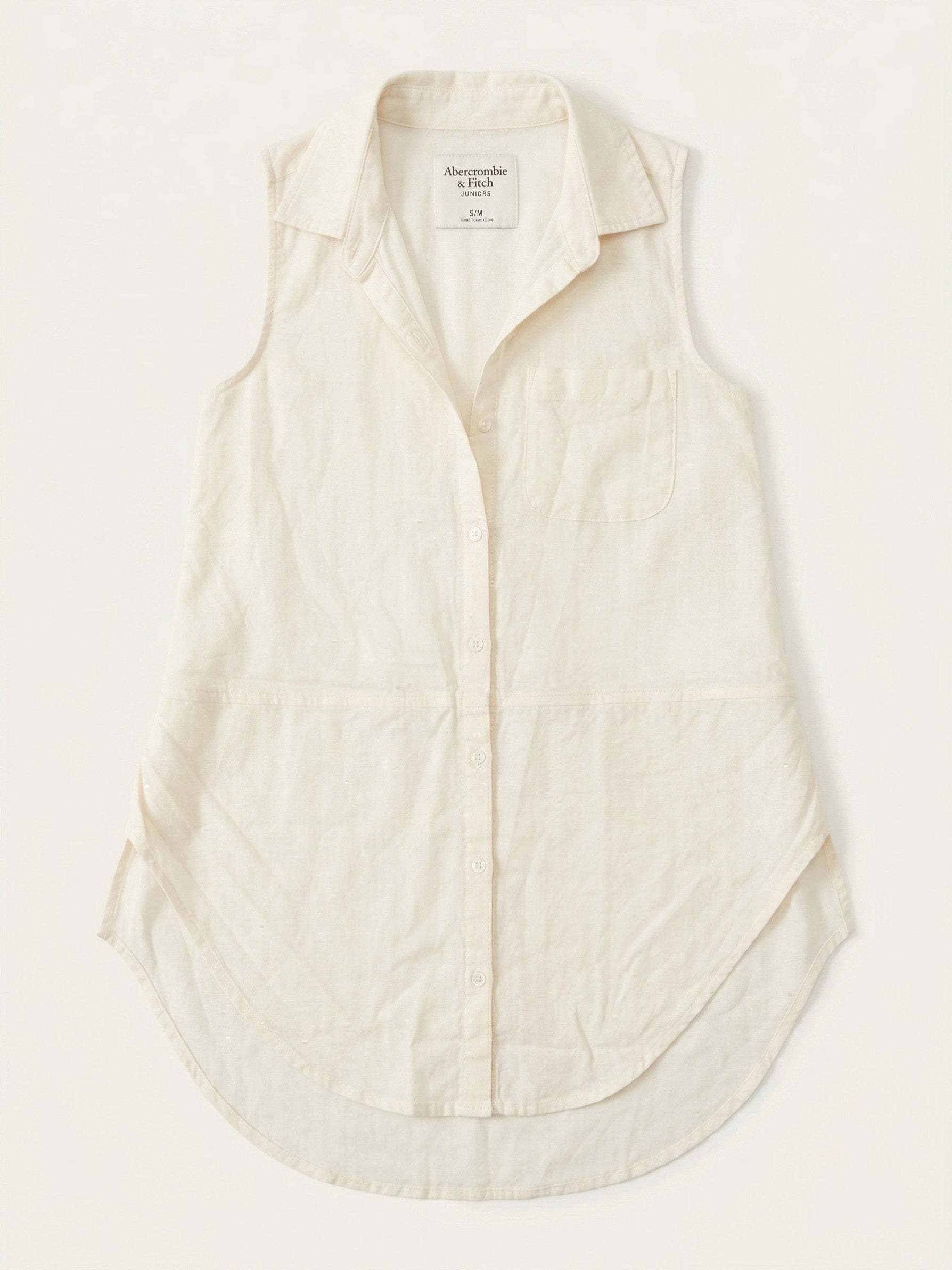 Abercrombie Kids Girls Button-Down Sleeveless Blouse, Size 9/10