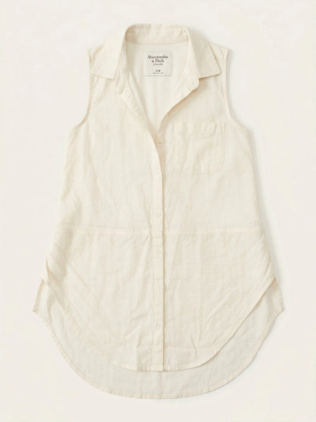 Abercrombie Kids Girls Button-Down Sleeveless Blouse, Size 9/10