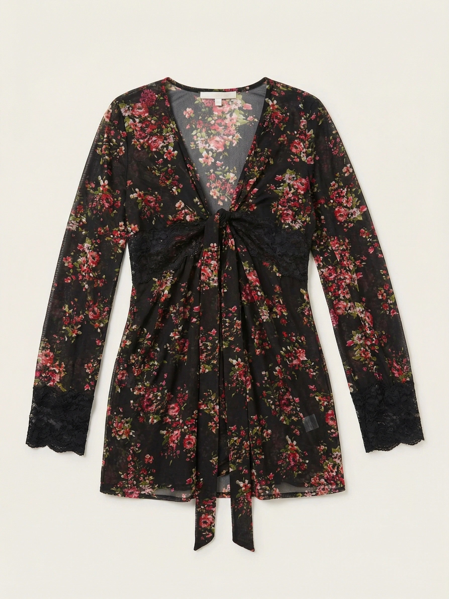 Sweet Rain Womens Sheer Floral Top, Size Small
