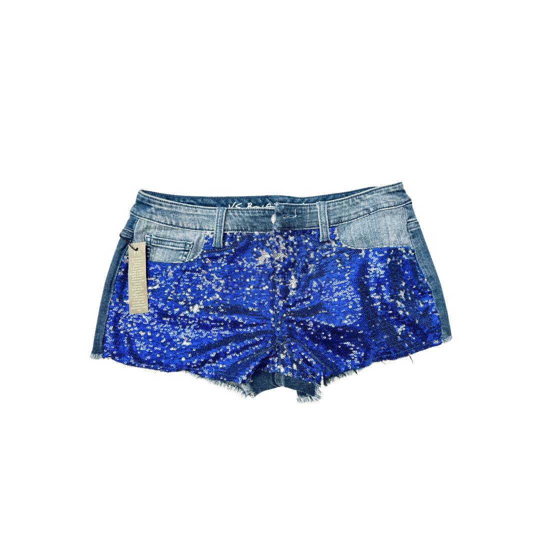 Victorias Secret Shorts Jean Denim Bling Sequins Blue Cut Of Shorts, Size 4