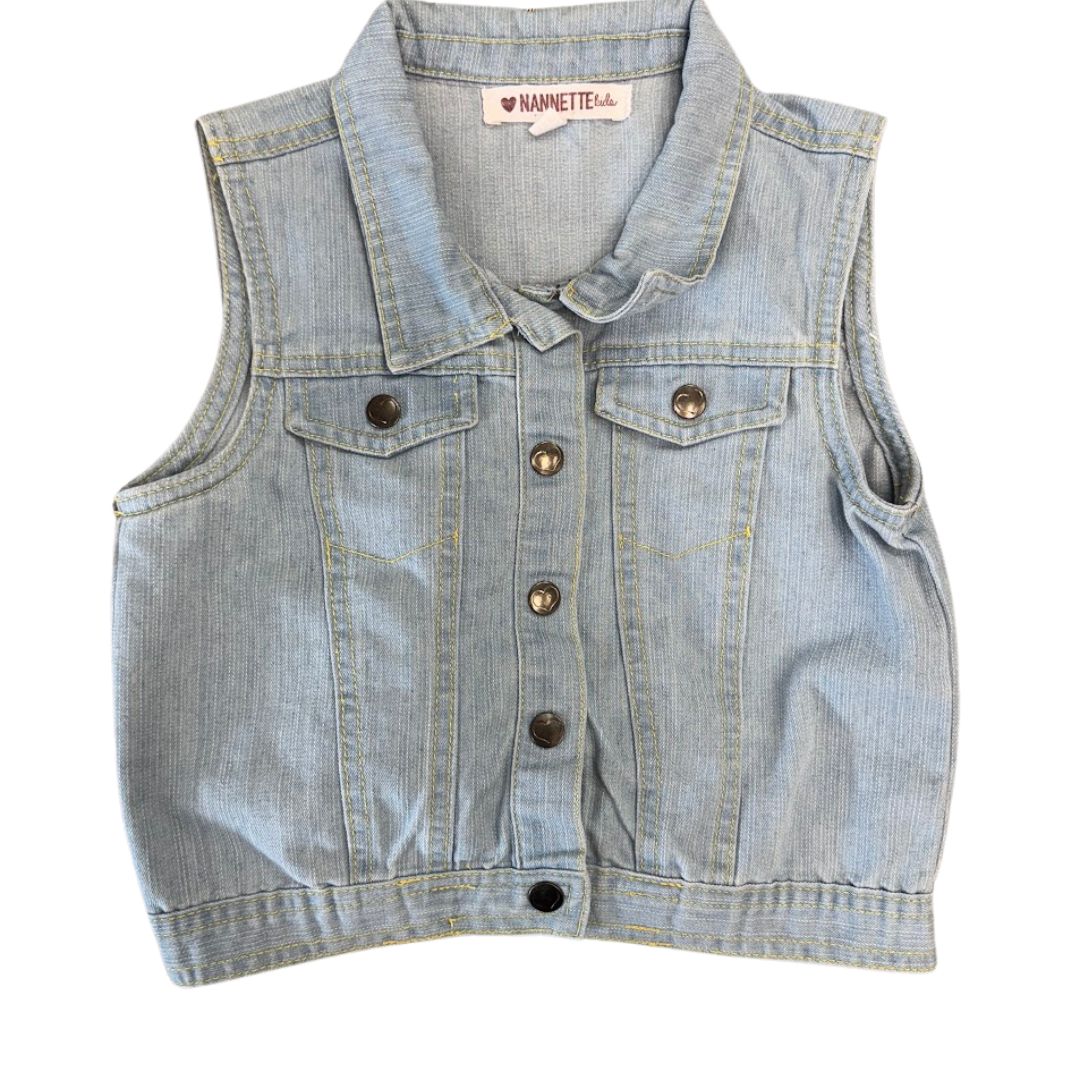 Nannette Kids Girls Denim Button Up Vest, Size 10