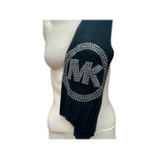 Michael Kors Charcoal Black w/Silver Studs Logo Scarf 72 x 8