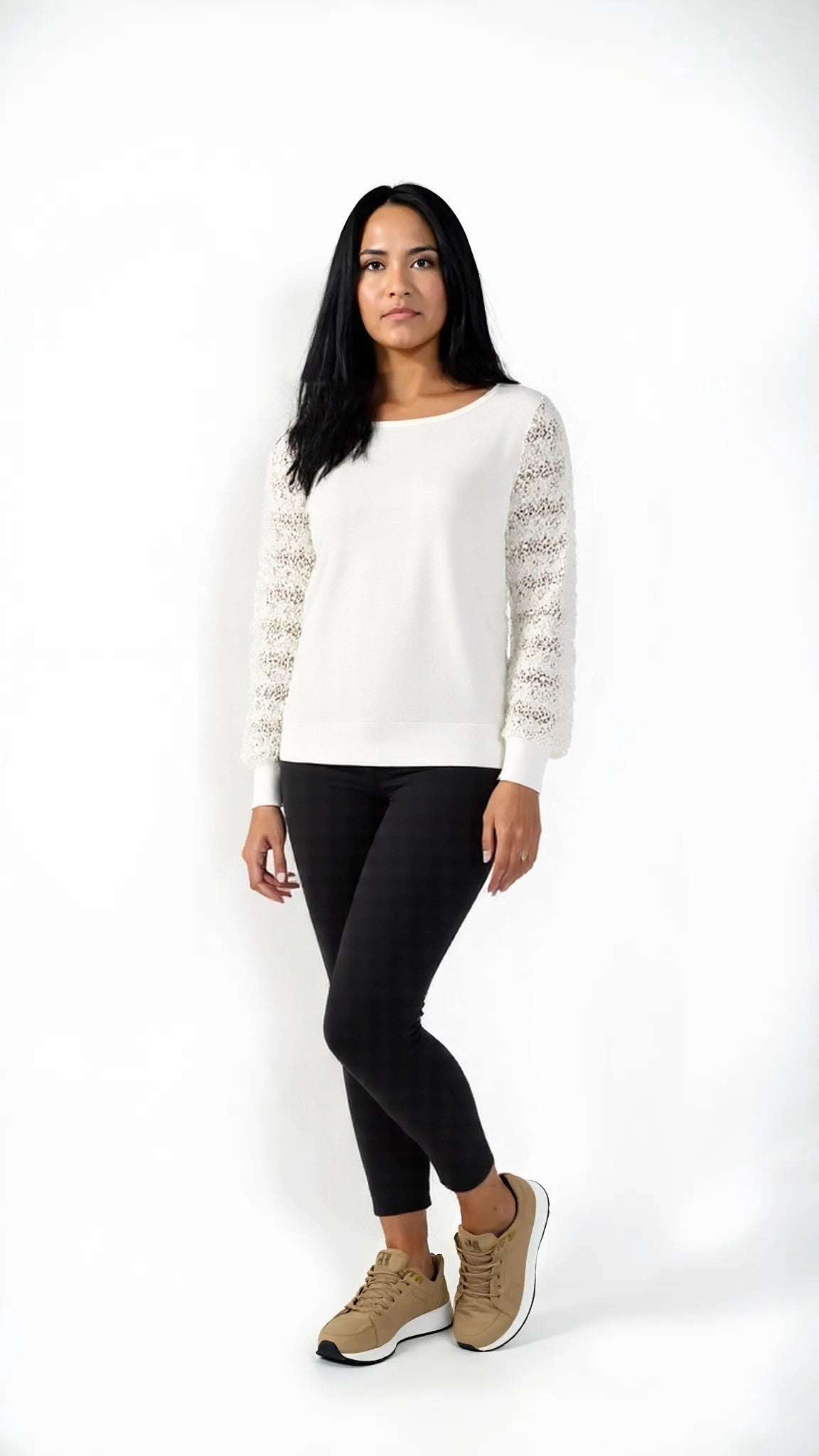 Alfani Embellished Mesh-Sleeve Sweater Cloud, XL