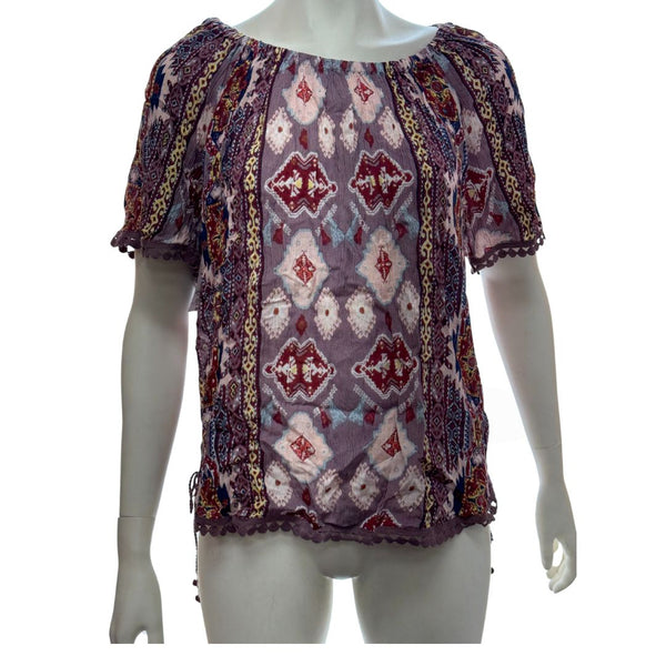 Inc on or off Shoulder Aztec Print Blouse, Size Medium