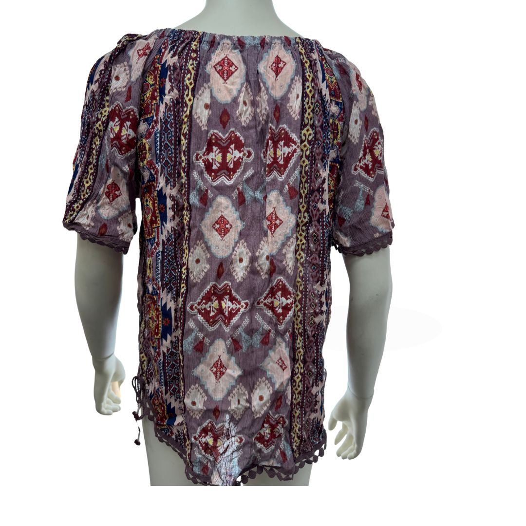 Inc on or off Shoulder Aztec Print Blouse, Size Medium