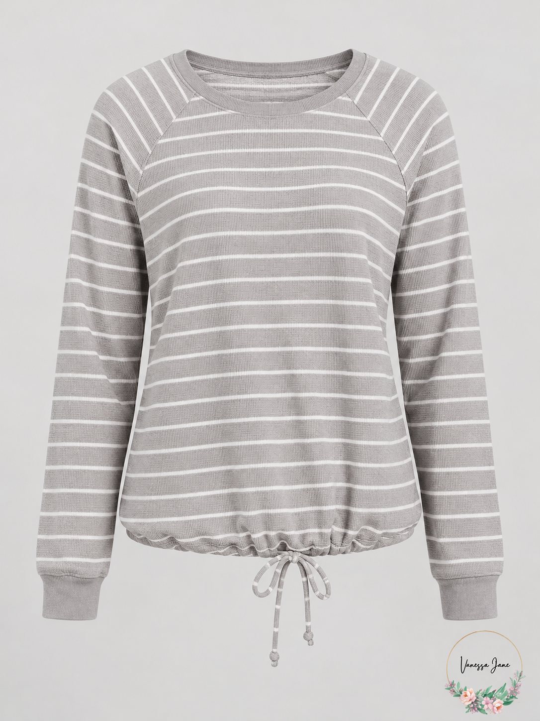 Ultra Flirt Juniors Striped Drawstring-Hem Top – stock view