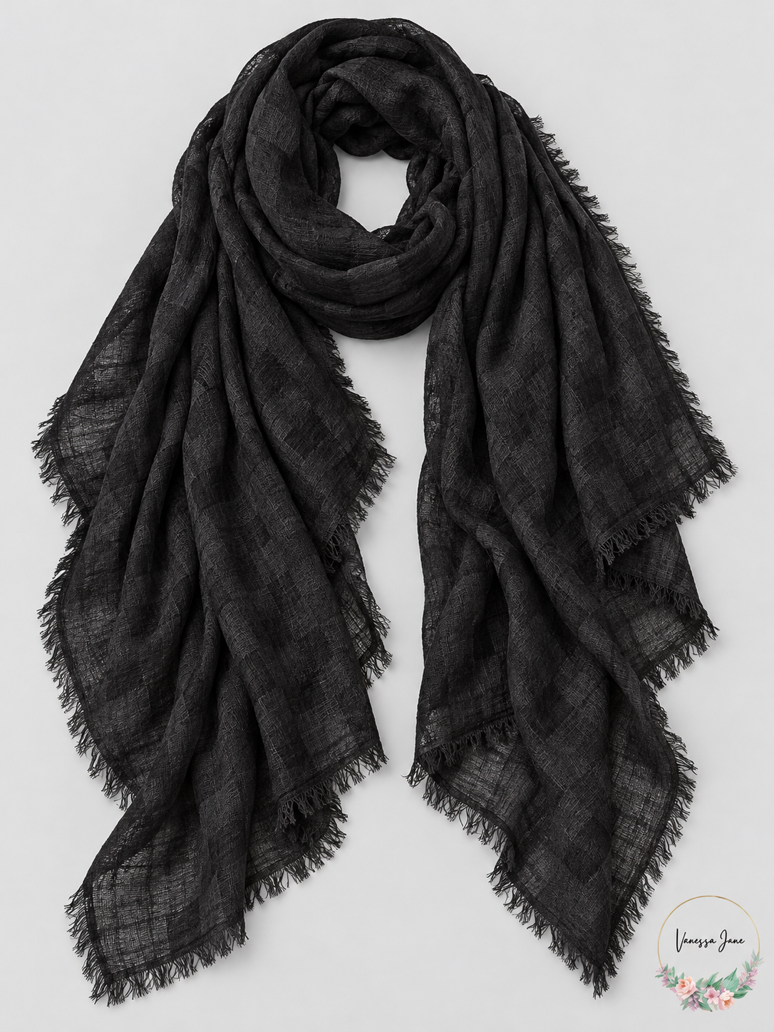 Cejón Women's Gauzy Basketweave Travel Scarf & Wrap – Charcoal — stock product photo