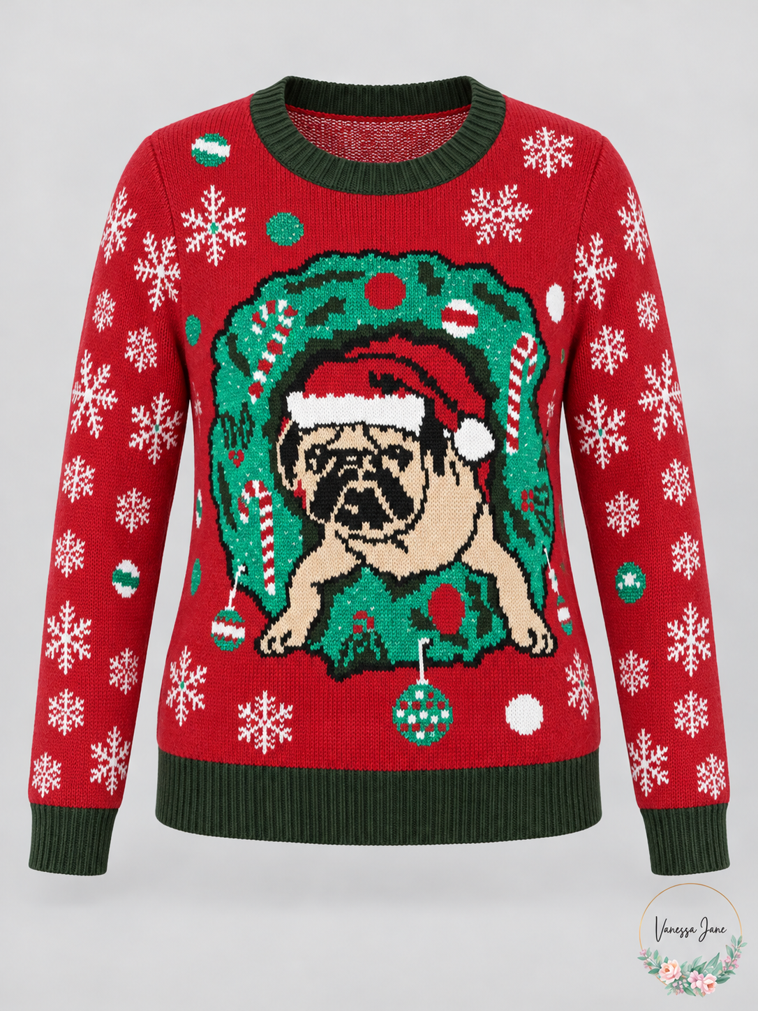 Pug holiday sweater stock
