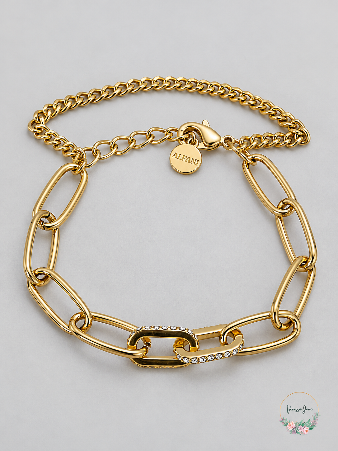 Alfani Womens Rolo Chain Link Bracelet Gold Tone — stock product photo