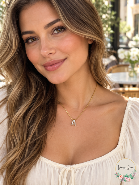 Anne Klein Womens Initial a Pendant in Gold-Tone – lifestyle photo, Vanessa Jane