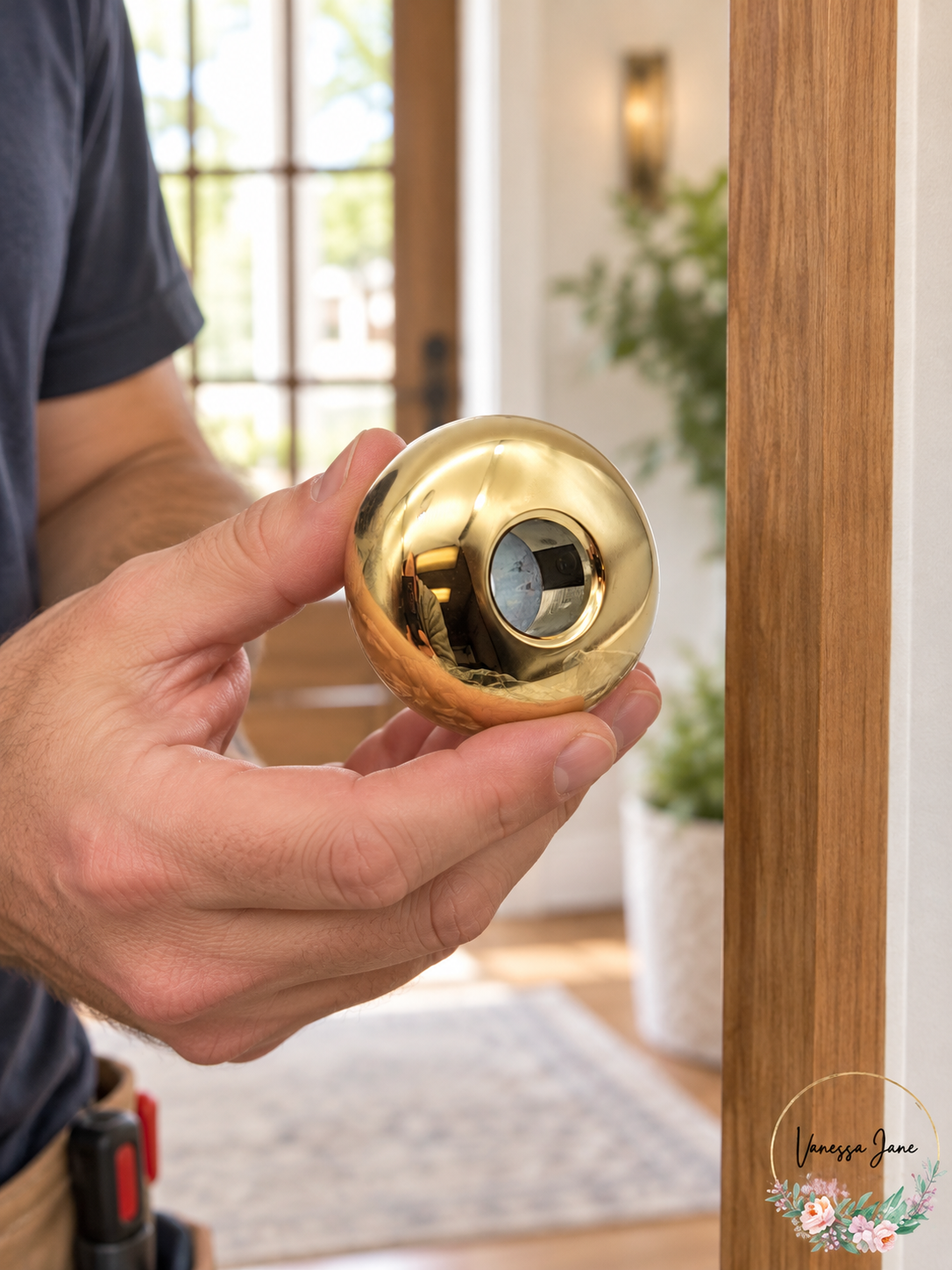 Baldwin Estate 5000.003 Knob with Turning Cylinder Opening – life photo, Vanessa Jane