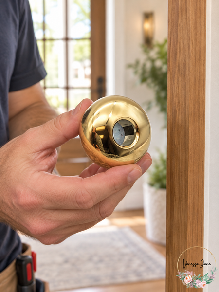 Baldwin Estate 5000.003 Knob with Turning Cylinder Opening – life photo, Vanessa Jane