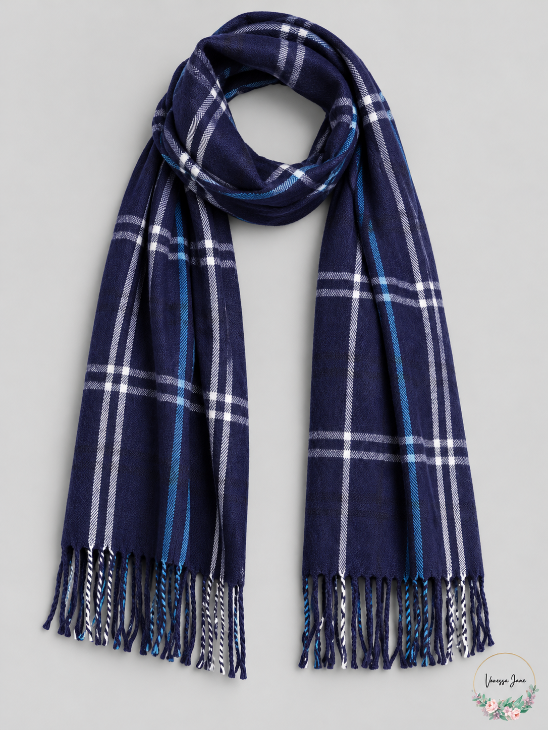 Cejon Grid Pattern Plaid Woven Scarf – stock photo, Vanessa Jane