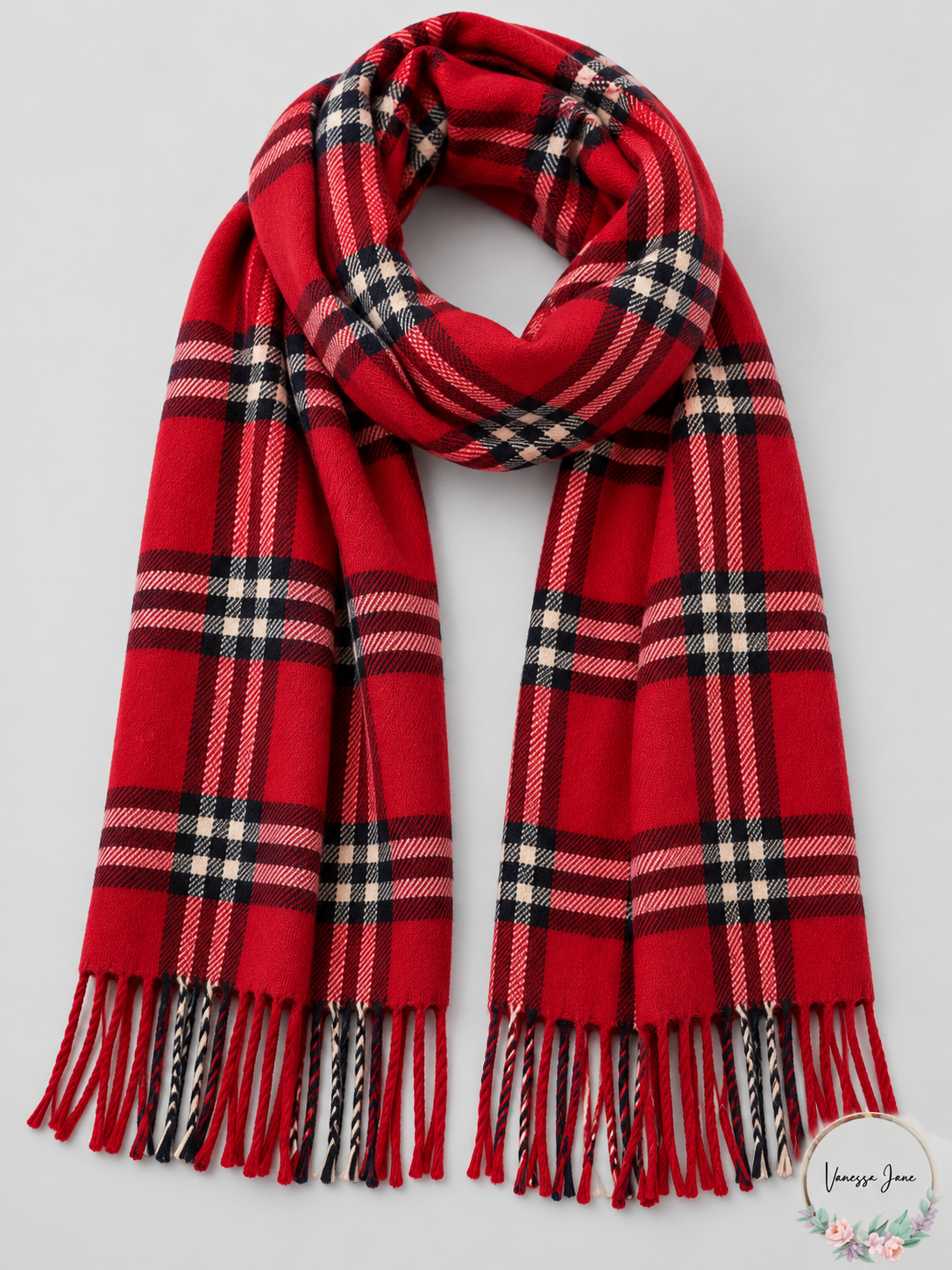 Cejon Grid Pattern Plaid Woven Scarf – stock photo, Vanessa Jane