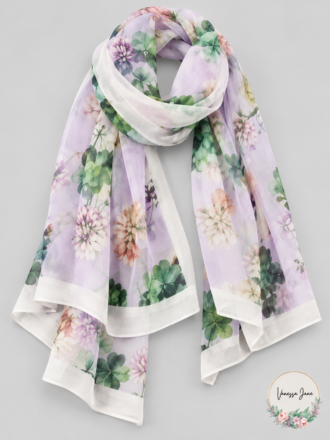 Cejon Summer Clover Oversized Chiffon Scarf – stock product photo, Vanessa Jane