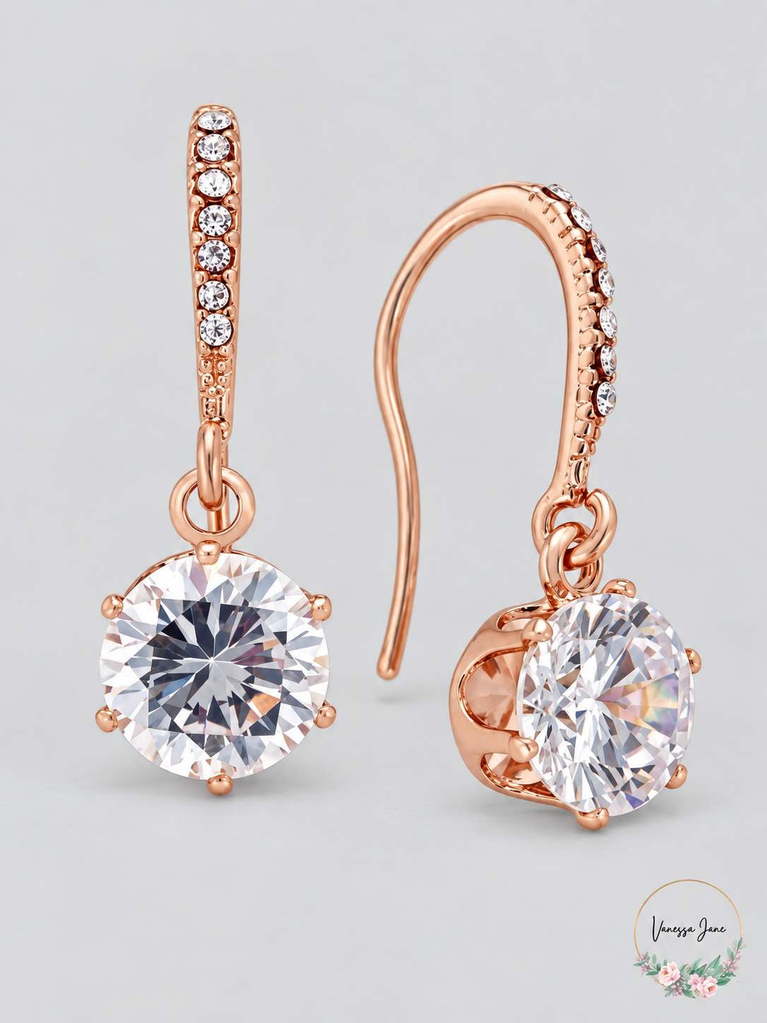 Charter Club Silver-Tone Cubic Zirconia Drop Earrings – stock photo, Vanessa Jane