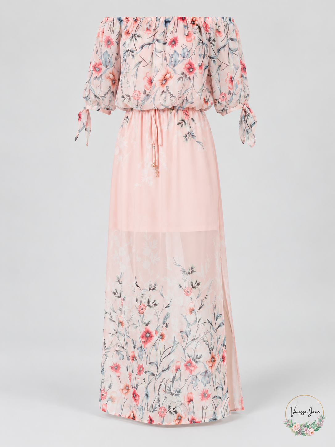 City Studios Juniors Printed Off-the-Shoulder Maxi Dress, Size XL – stock photo, Vanessa Jane
