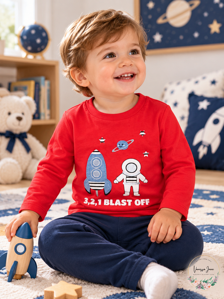 First Impressions Baby Boys Blast Off Long-Sleeve T-Shirt — lifestyle photo