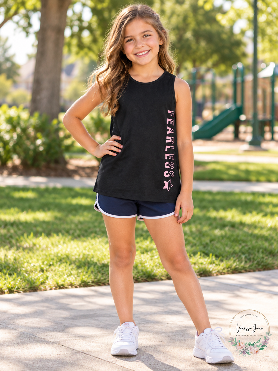 Ideology Big Girls Back Strap Tank Top – lifestyle photo, Vanessa Jane