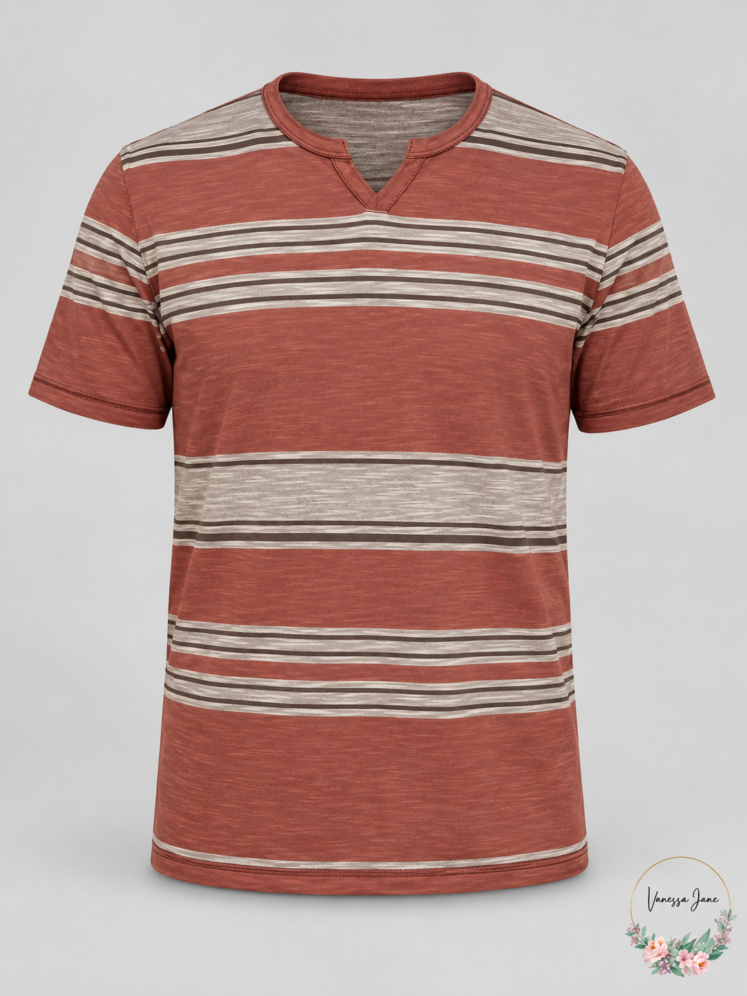 Inc Mens Stripe Split-Neck T-Shirt – stock photo, Vanessa Jane
