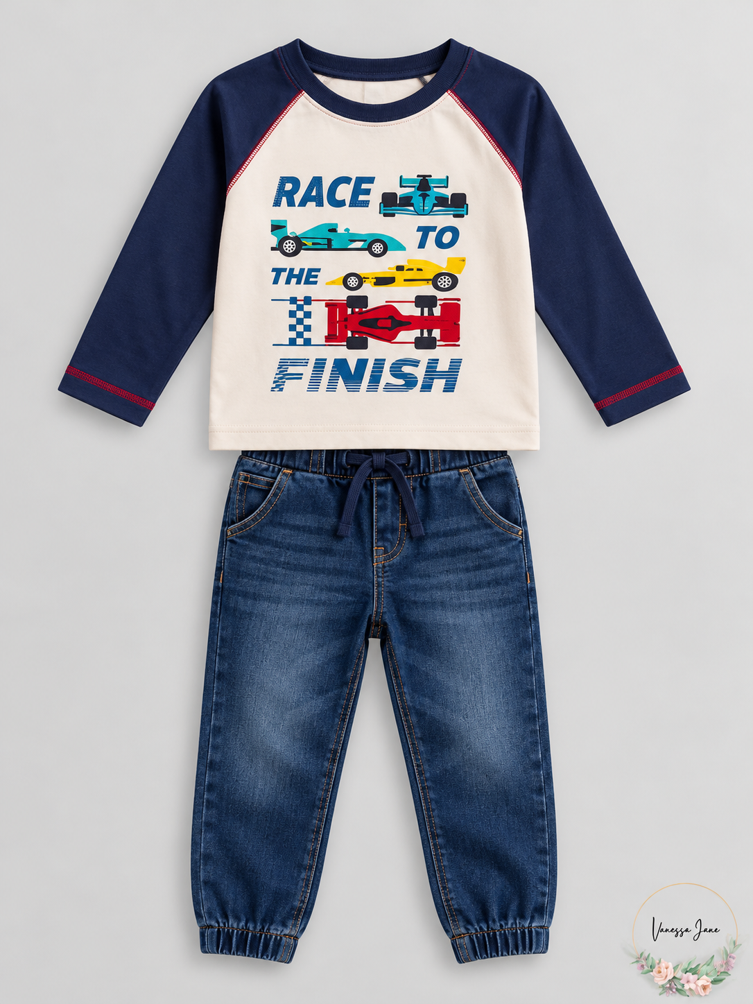 Kids Headquarters Boys Printed Shirt and Joggers – stock photo, Vanessa Jane
