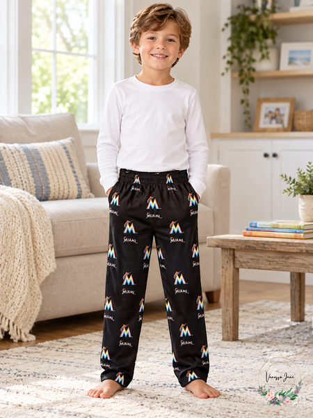 Miami Marlins MLB Boys Team Print Sleepwear Pants, Black, Medium 5-6 – life photo, Vanessa Jane