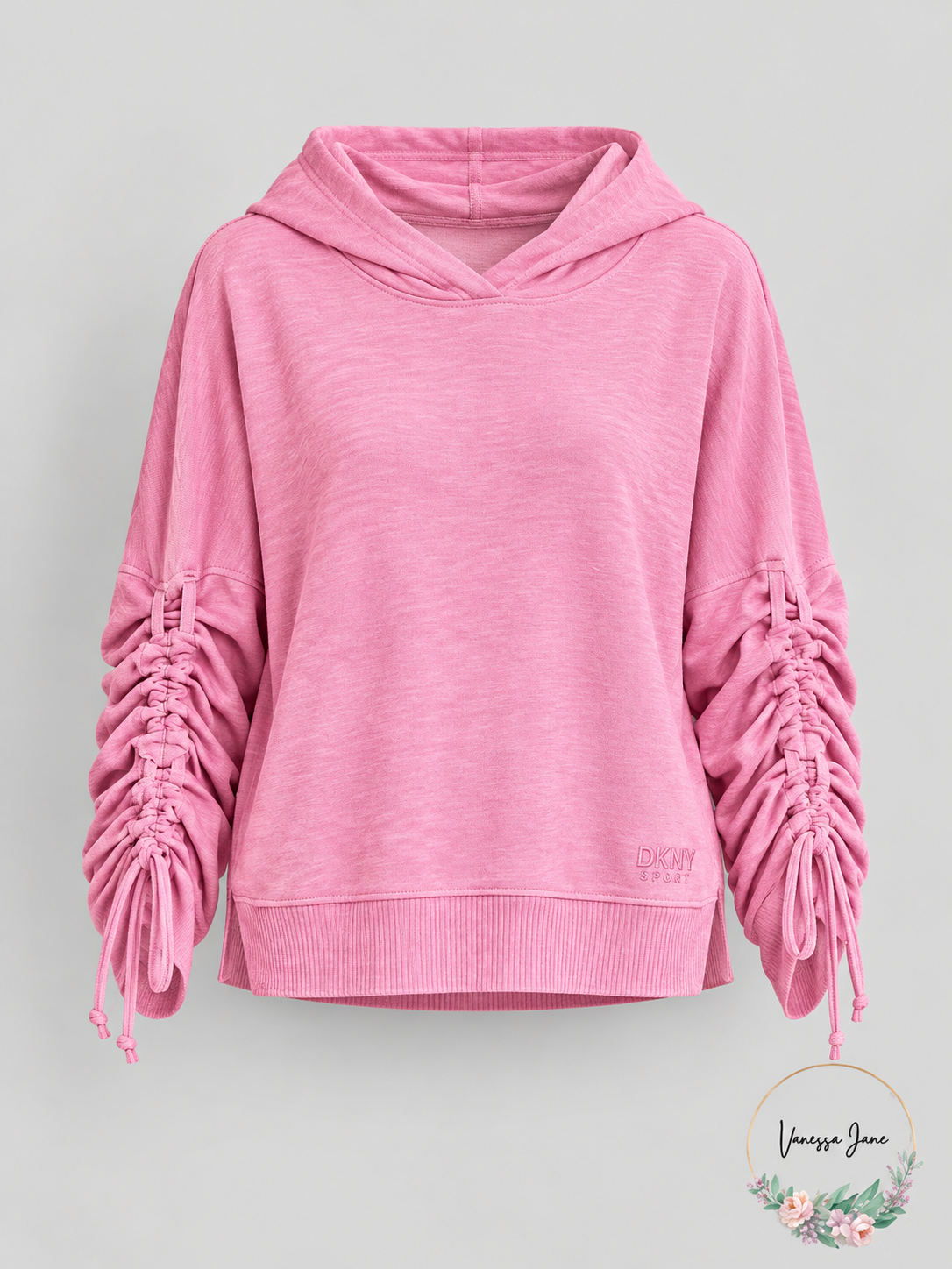 DKNY Women's Sport Relaxed Cinch-Sleeve Hoodie Light Peony, Small – stock photo, Vanessa Jane