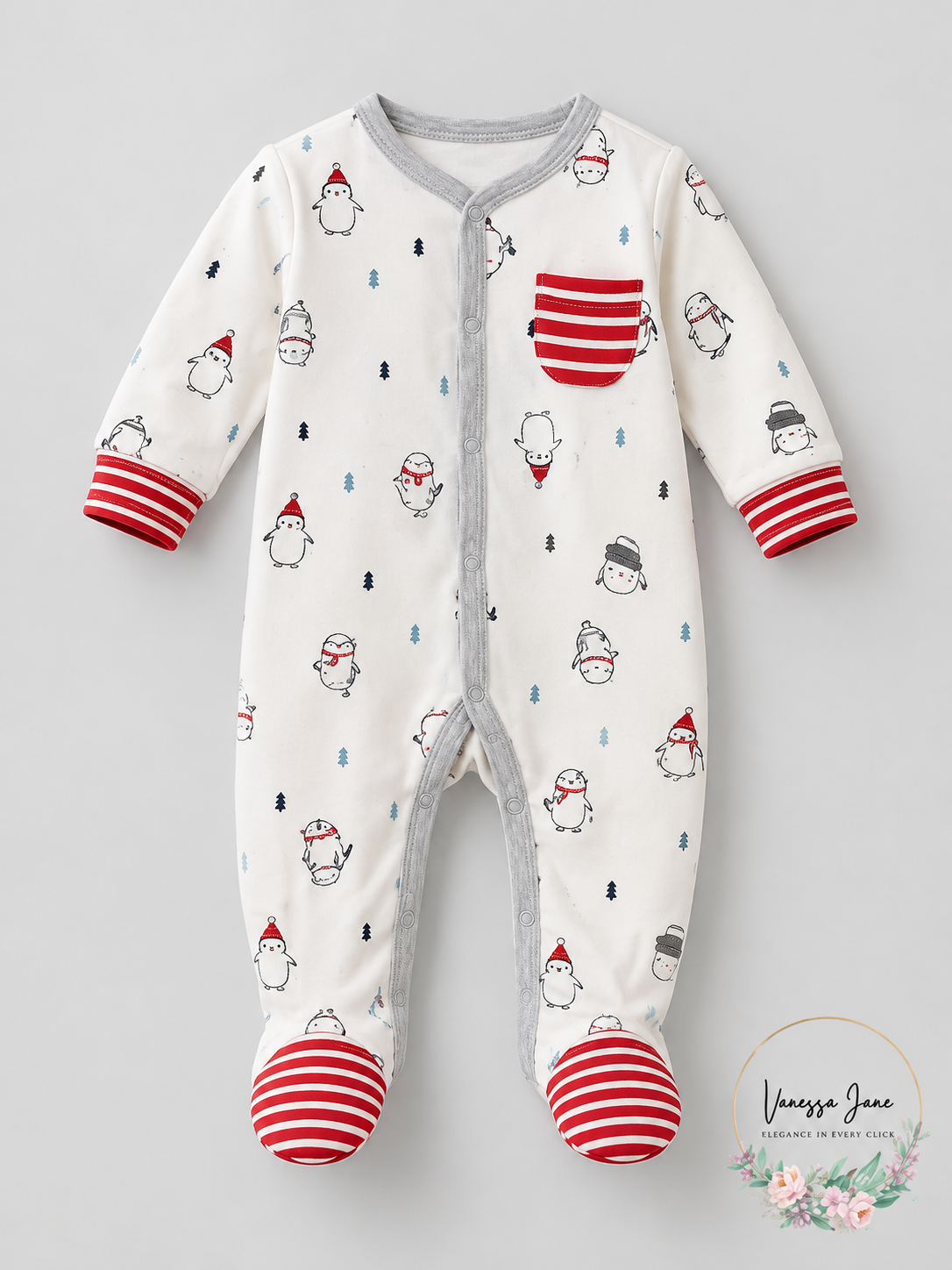 First Impressions Baby Boys Cotton Penguin Footed Coverall, 3-6 Mo – stock photo, Vanessa Jane