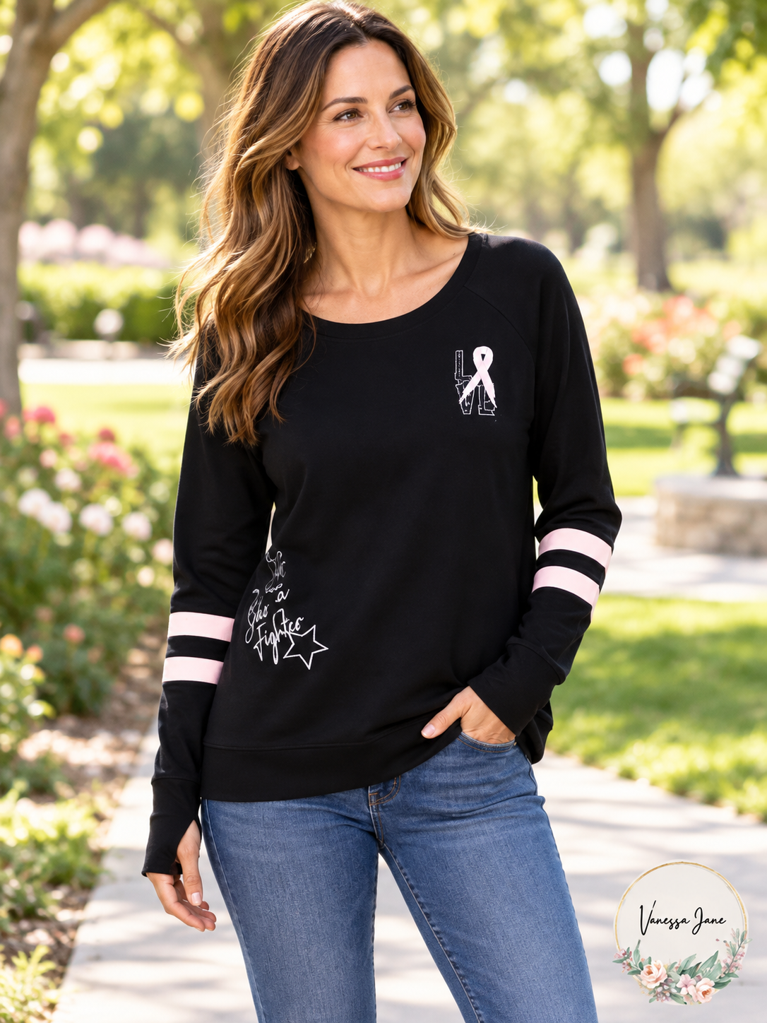 Ideology Womens She is a Fighter Sweatshirt – life photo, Vanessa Jane